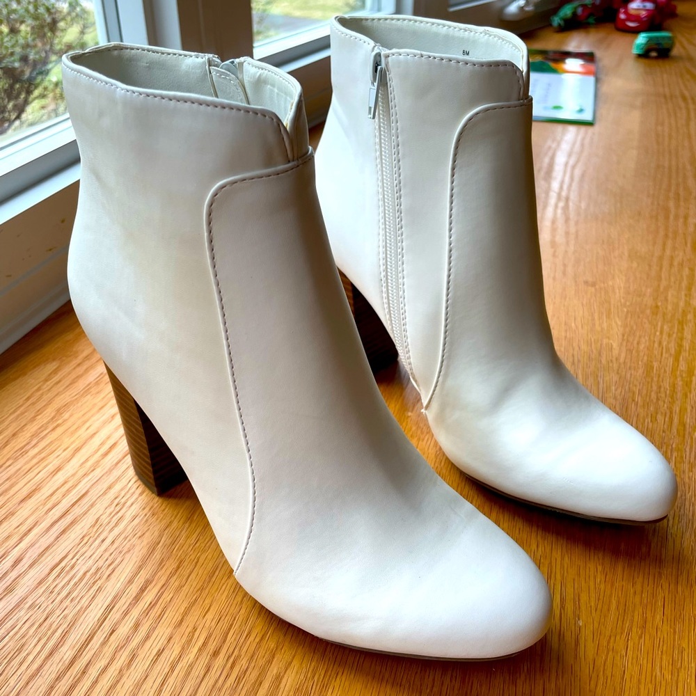 White leather boots